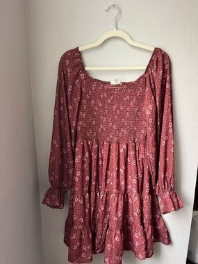 Altered State Smocked Floral Babydoll Dress